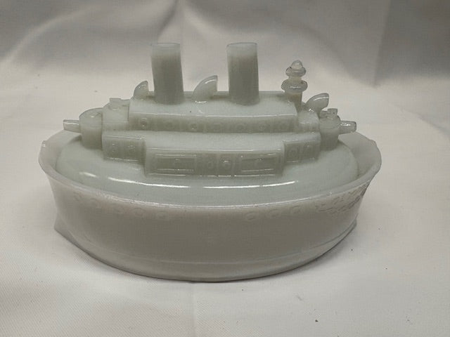 Milk Glass Battleship Dish