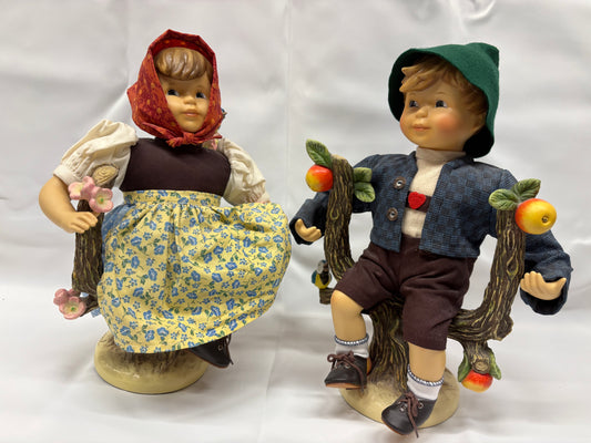 Vintage MJ  Hummel Sitting Apple Tree Boy & Girl