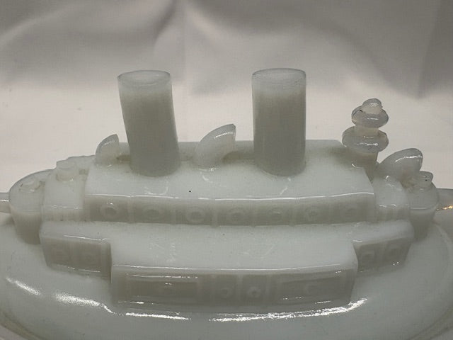 Milk Glass Battleship Dish